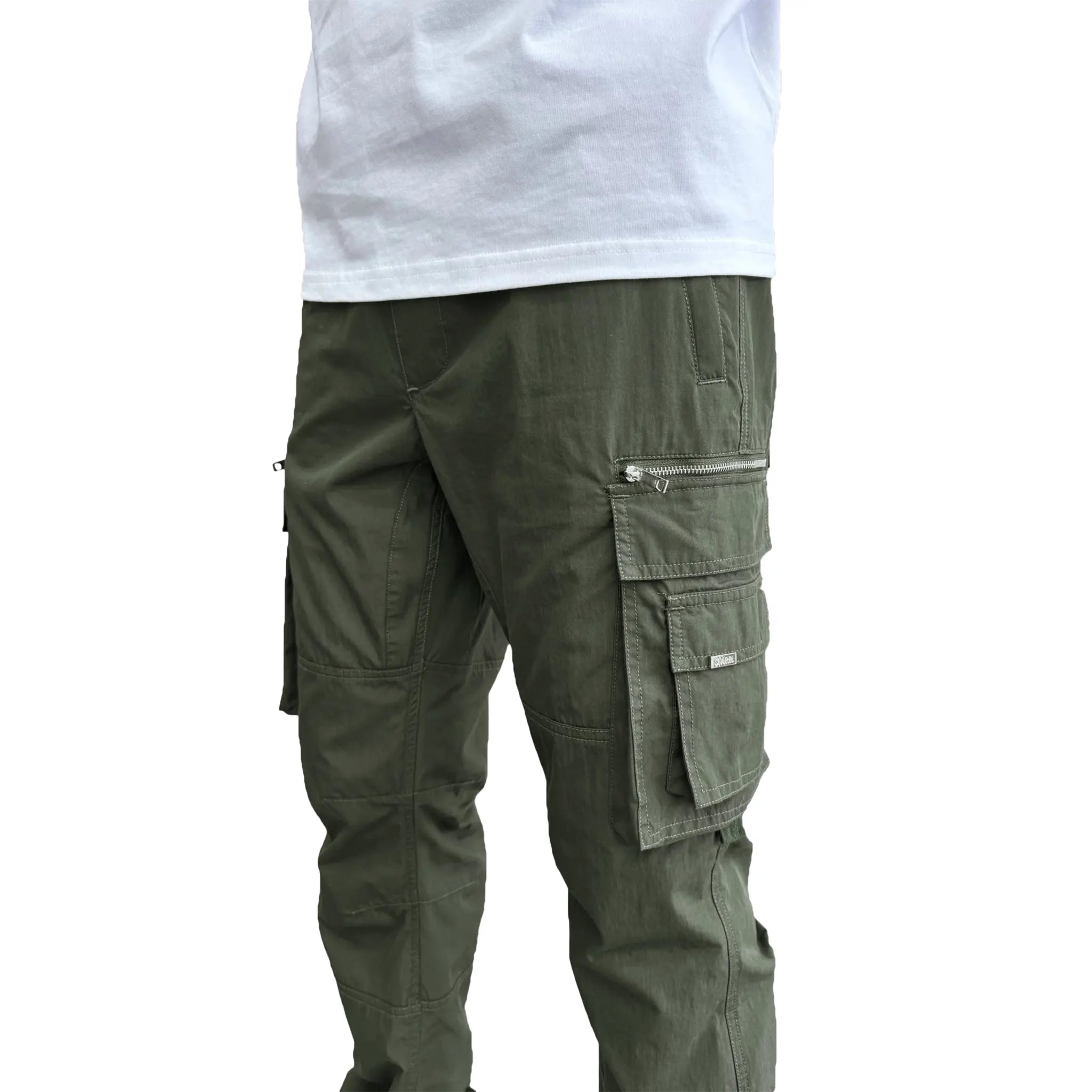 Detail view of SIARR Military Dark Green Cargo Pants
